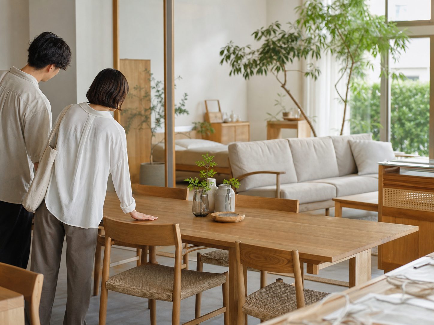 家具を見ながら暮らしをイメージする様子
