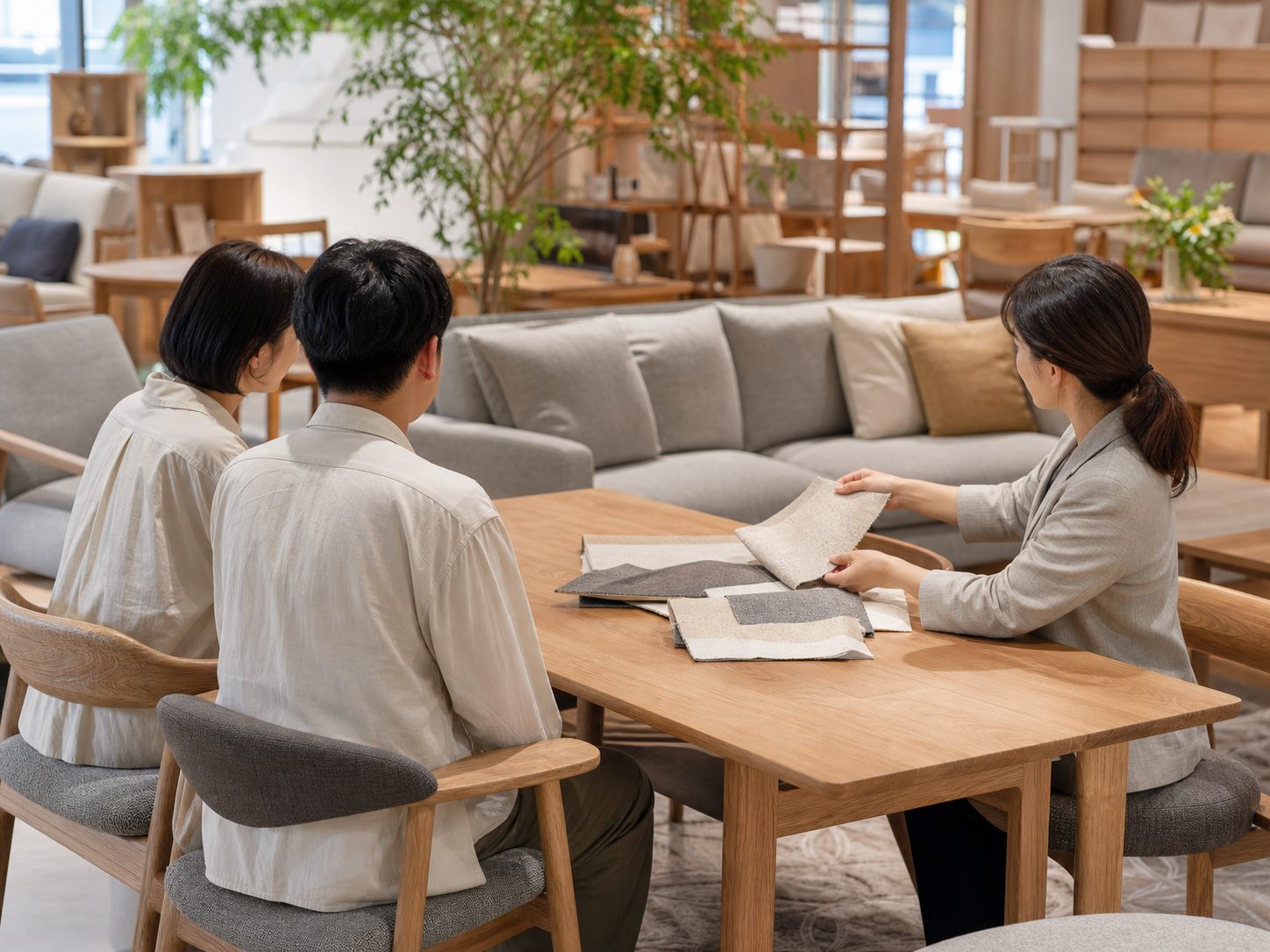 家具を見ながら暮らしのイメージを膨らませる様子