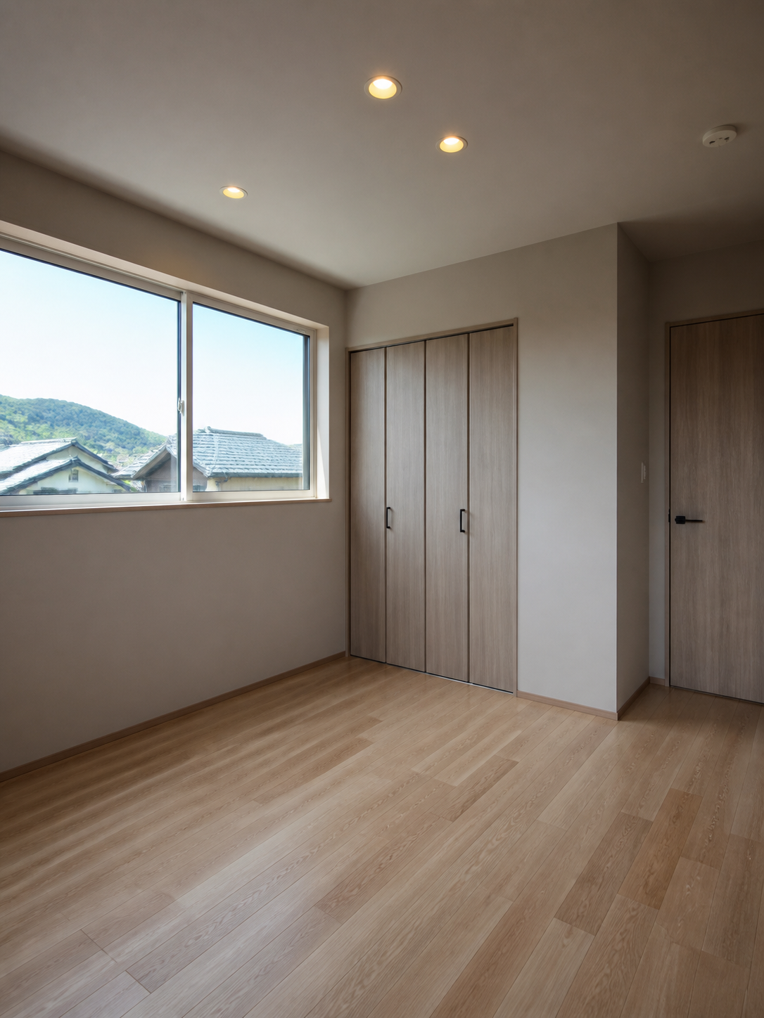 引渡し前で家具のない完成済み寝室のイメージ